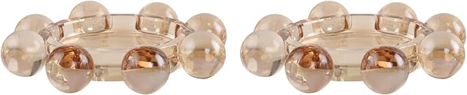 Kitcom Crystal Candle Holders Pack of 2 Pillar Candlestick Decorations for Home Party Dinner Christmas 5.9'' X 1.2'', Suitable for Large Cylindrical Candles, Champagne Color
