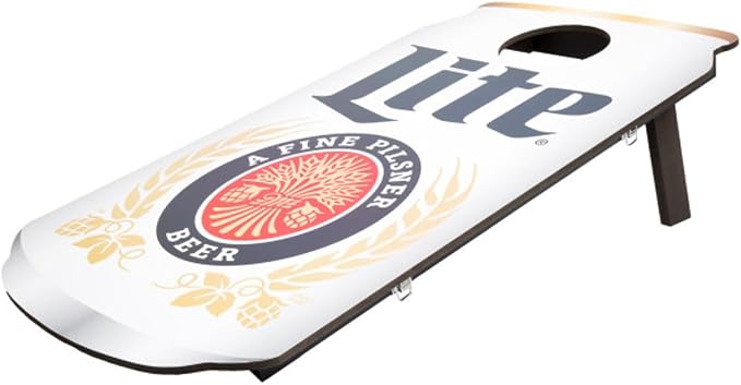 Miller Lite Cornhole Board Set - Bean Bag Toss with Can-Shaped Cornhole Boards and Corn Hole Bags Set of 8 - Yard Games for Adults by Trademark Games