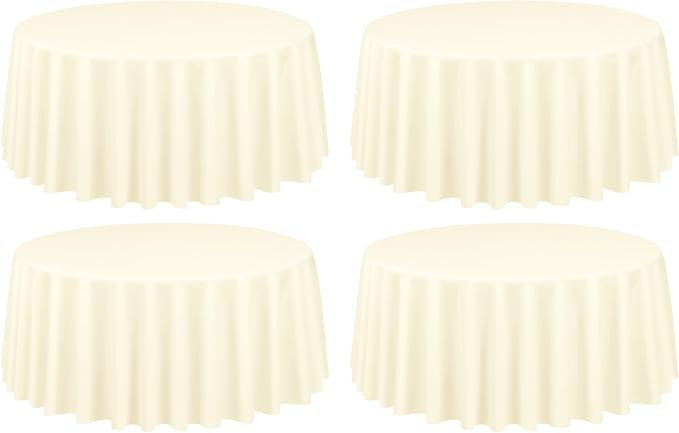 Showgeous 4 Pack Beige Round Tablecloth 90 Inch Table Cloth for Round Tables Polyester Tablecloths Table Cover for Dining Wedding Party