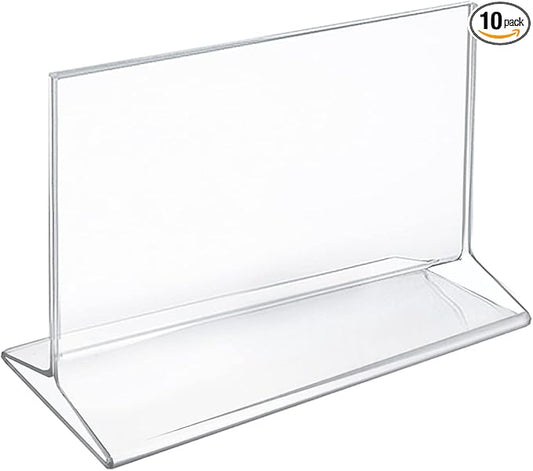 Azar Displays 142704 8.5-Inch W x 5.5-Inch H Top- Load Acrylic Sign Holder, 10-Pack