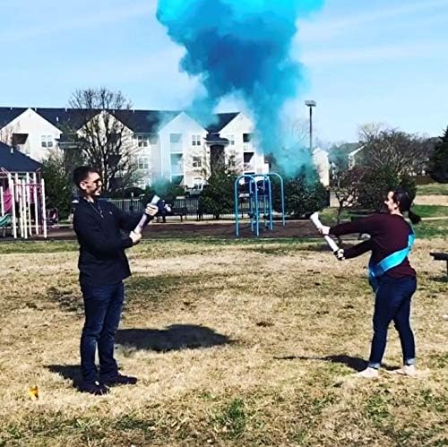 Gender Reveal Surprise - Blue Gender Reveal Powder Cannon Bundle - Easy to Use Blue Powder Cannon for Baby Gender Reveal Parties, Baby Showers & More - Easy to Use Powder Popper - 16 Inch - 2 Pack