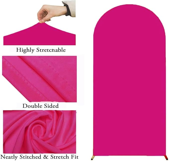 6FT Hot Pink Wedding Arch Cover, 6FT Arch Backdrop Cover, Hot Pink Backdrop Covers for Wedding Birthday Party Celebration Decoration