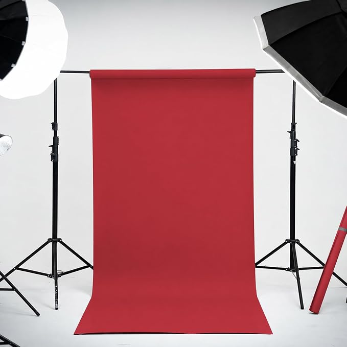 Kate Seamless Paper Backdrop Red Paper Backdrop Seamless Backdrop Paper Rolls (53''x32.8' Scarlet)