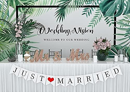 VIOPVERY Mr & Mrs Sign & Just Married Banner, Large Wooden Letters for Sweetheart Table, Photo Props Wedding Decorations for Anniversary, Rose Gold