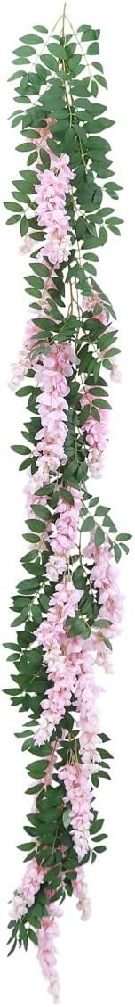 1pc/2pcs Encrypted Flower Vine Wisteria Artificial Flowers Garland,White Wisteria Hanging Flowers Flower Garland Decorations for Home Garden Outdoor Ceremony Wedding Arch Decoration (Pink, 2pcs)