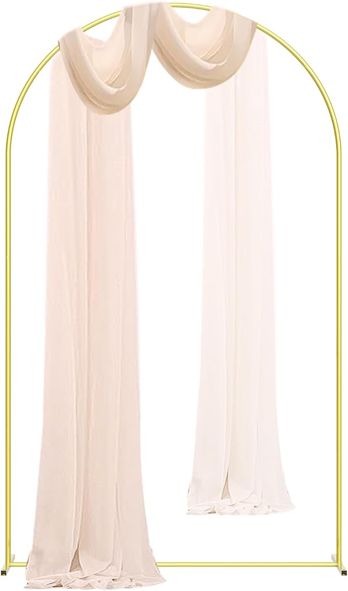 6.6FT Wedding Arch Backdrop Stand, Gold Metal Balloon Arch Stand, Upgraded Pre-Attached Parts Design Arched Backdrop Frame Decoration for Wedding, Birthday, Baby Shower, Graduation Ceremony Party