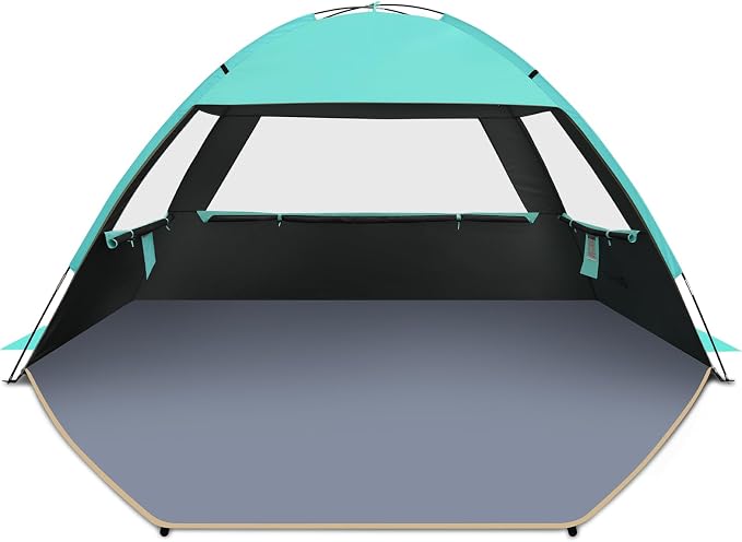 Gorich Beach Tent Sun Shelter for 3/4/6/8/10 Person with UPF 50＋ UV Protection, Lightweight & Easy Setup Beach Shade Canopy, Portable Beach Shade Tent Beach Cabana