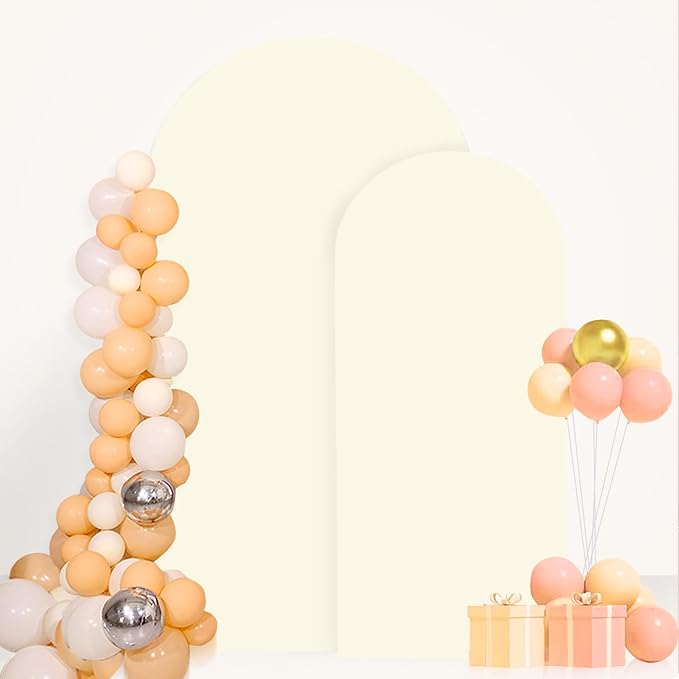FANPROMS Ivory Arch Cover 2 Set 6FT 7.2FT Wedding Arch Backdrop Cover Spandex Fitted Wedding Arch Stand Covers 2-Sided Arched Covers for Bridal Shower Wedding Birthday Party Ceremony Decorations