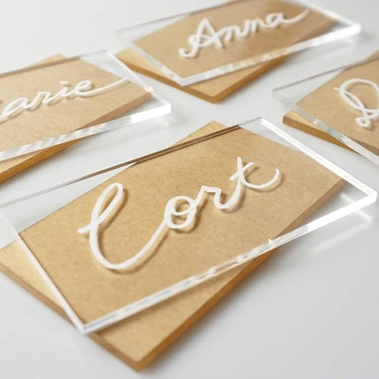 25 Pcs Clear Acrylic Wedding Place Cards, Blank Rectangle Acrylic Name Cards Handwritten Calligraphy Seating Names Place Cards and Wedding Table Decor, 3 1/2 x 2 inch
