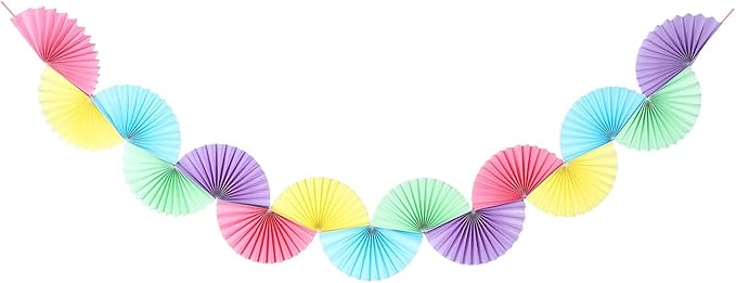 uxcell Paper Fan Garland, 5.25ft Paper Garland Hanging Decorations Set Party Hanging Decorations Fans for Birthday Parties Holiday Ornaments Family Gatherings Weddings, Candy Color