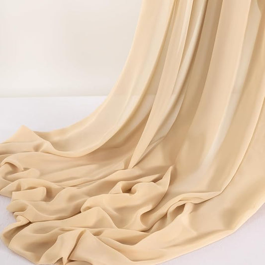 MLMC Champagne Chiffon Fabric by The Yard Pre-Cut Sheer Chiffon Arch Fabric 10 Yards Airy Continuous Draping Panels 60 inch Wide for Wedding Backdrop Craft Ceiling Decor