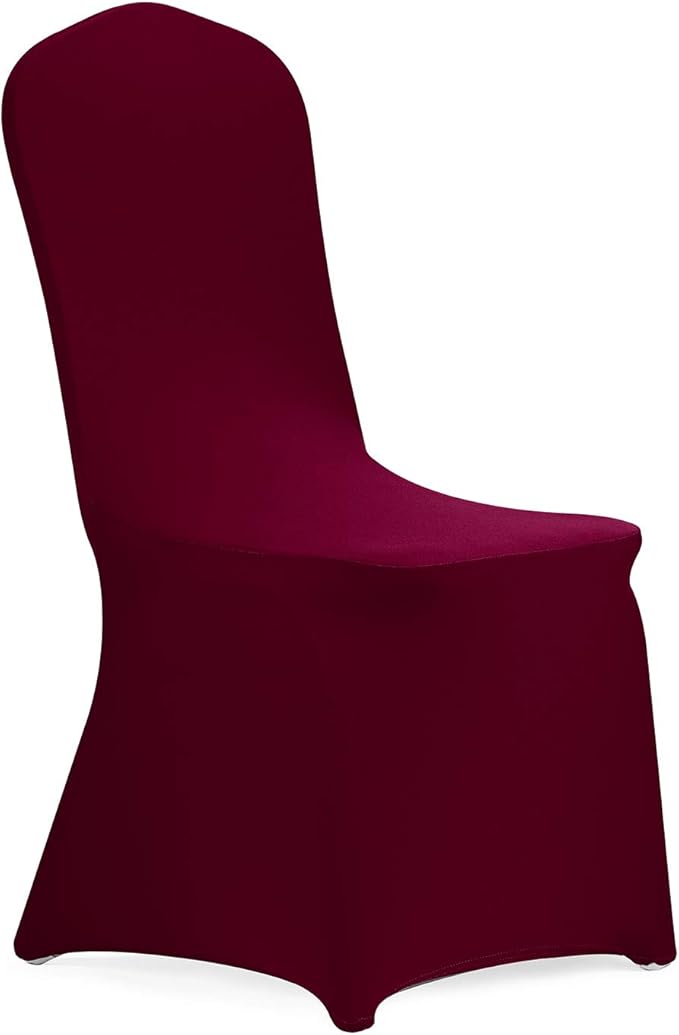 Peomeise Stretch Spandex Chair Cover for Wedding Party Dining Banquet Event (Burgundy, 25)