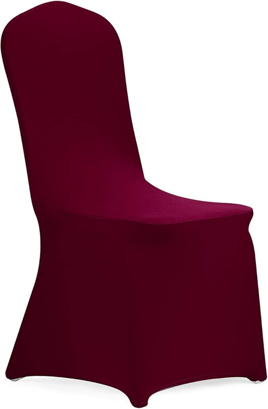 Peomeise Stretch Spandex Chair Cover for Wedding Party Dining Banquet Event (Burgundy, 6)