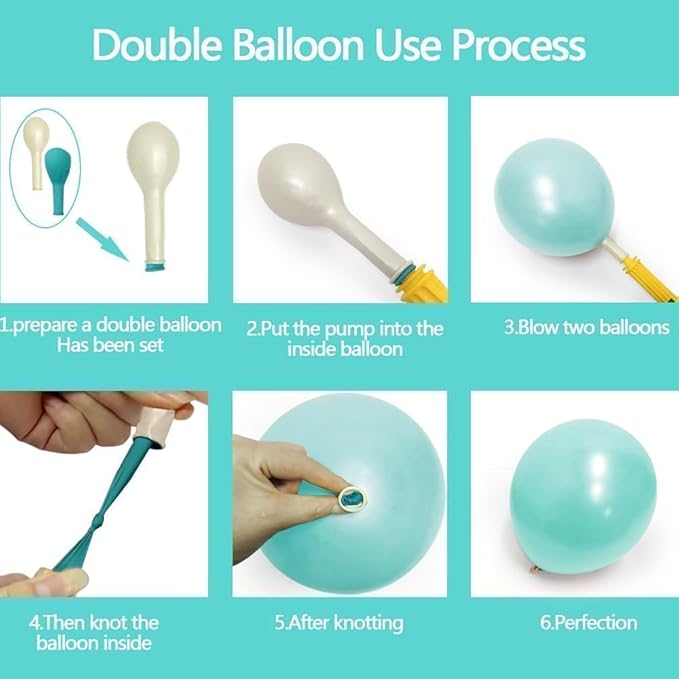 Teal Balloons Double Stuffed Turquoise Teal Blue Balloons Pearl Balloon Arch Kit for Birthday Baby Shower Wedding Dolphin Mermaid Ocean Theme Party Decorations