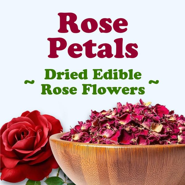 Food to Live Rose Petals, 1 Ounce – Culinary Dried Edible Rose Flowers for Tea, Baking, Making Rose Water and Desserts. Vegan, Kosher, Bulk