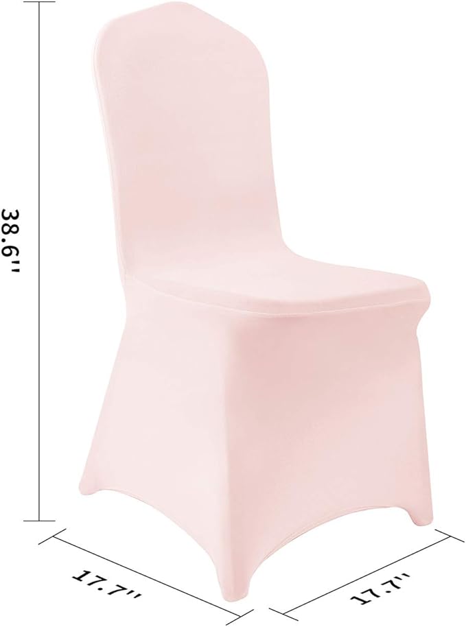 Peomeise 12pcs Stretch Spandex Chair Cover for Wedding Party Dining Banquet Event (Blush Pink, 12)