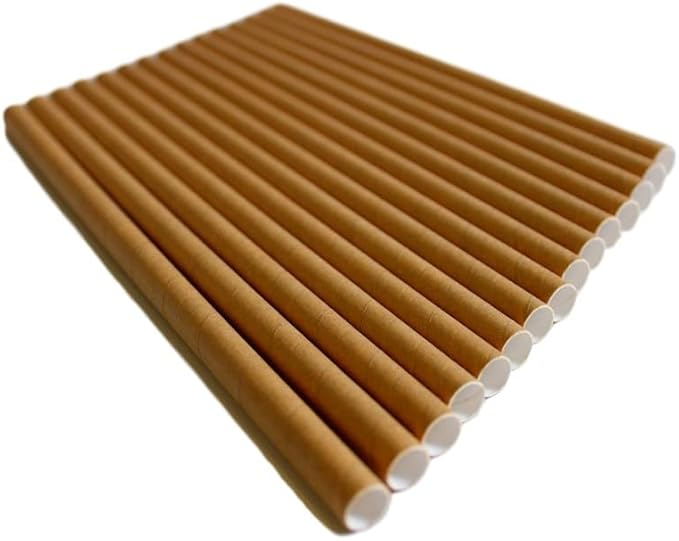 GDMINLO 100 Pack Kraft Paper Straws Biodegradable co-Friendly Drinking Bulk for Party Supplies, Bridal/Baby Shower, Birthday, Mixed Drinks, Weddings, Restaurant, Food Service