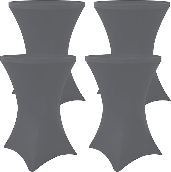 Moosfor Spandex Cocktail Table Covers 4 Pack, Elastic Fitted Stretch Table Cloth, Round High Top Tablecloths for Bar, Party, Pub, Wedding & Banquet (Dark Grey, 32x43 Inch)