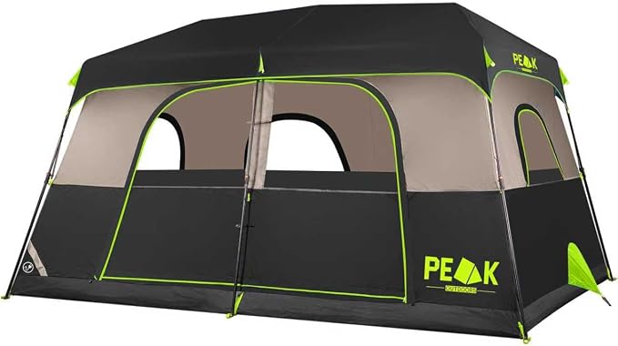 PEAK OUTDOORS Instant Tent 6/8 Person Tents for Camping, 60 Second Easy Setup Portable Camping Cabin Tent with Rainfly, Waterproof Pop Up Tents for Family Camping & Hiking with Expandable Carry Bag