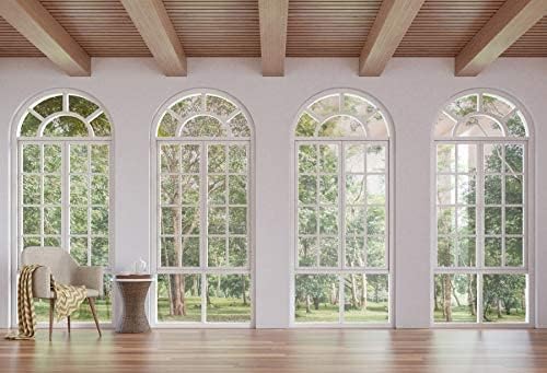 Yeele 15x10ft Business Office French Sash Window Backdrop Living Room Sofa Wooden Floor Photography Background Interior Room Modern Apartment Video Conferencing Photo Studio Props