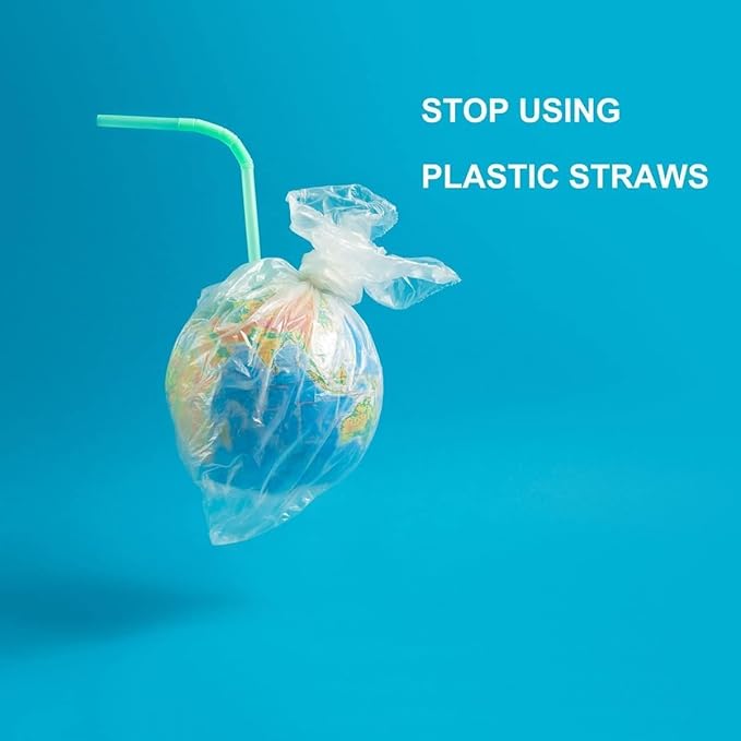 KTOB Biodegradable Flexible Drinking Straws - 100 Count 100% Plant-Based Compostable Colorful Eco Friendly Alternative to Disposable Plastic Straws