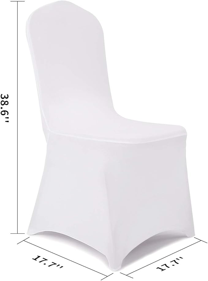 Peomeise Stretch Spandex Chair Cover for Wedding Party Dining Banquet Event (White, 25)