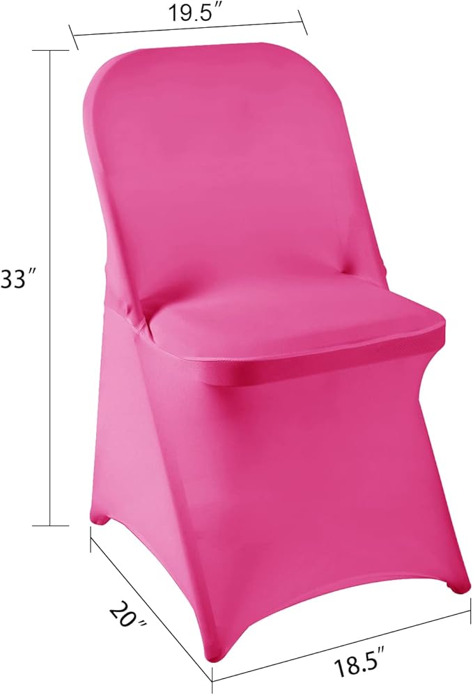 Howhic Folding Chair Covers 12pcs, Fuchsia Universal Spandex Covers for Wedding, Party, Banquet, Conference (Stretchy Fitted)