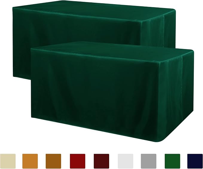 Obstal 2 Pack Blackish Green Table Cloths for 6 Foot Rectangle Tables - Water Resistant Washable Fabric Polyester Rectangle Table Cover Protector for Wedding, Banquet and Trade Shows
