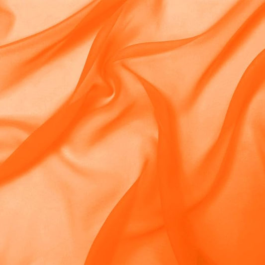 Barcelonetta | Chiffon Fabric | Decoration, Drapery Fabric | Wedding, Gender Reveal, Baby Shower, Birthday | for Arbor, Arch, Canopy, Table and Chair Decoration (Bright Orange, 10 Yards)