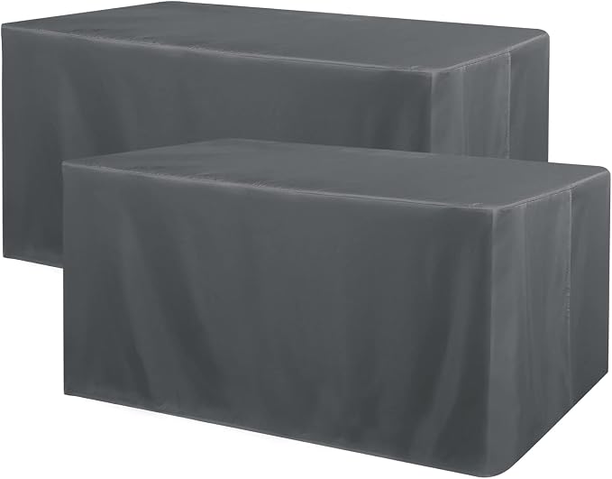 Obstal 2 Pack Table Clothes for 4 Foot Rectangle Tables - Water Resistant Washable Fabric Polyester Rectangle Table Cover Protector for Wedding, Banquet and Trade Shows, 48L x 24W Inches, Dark Grey