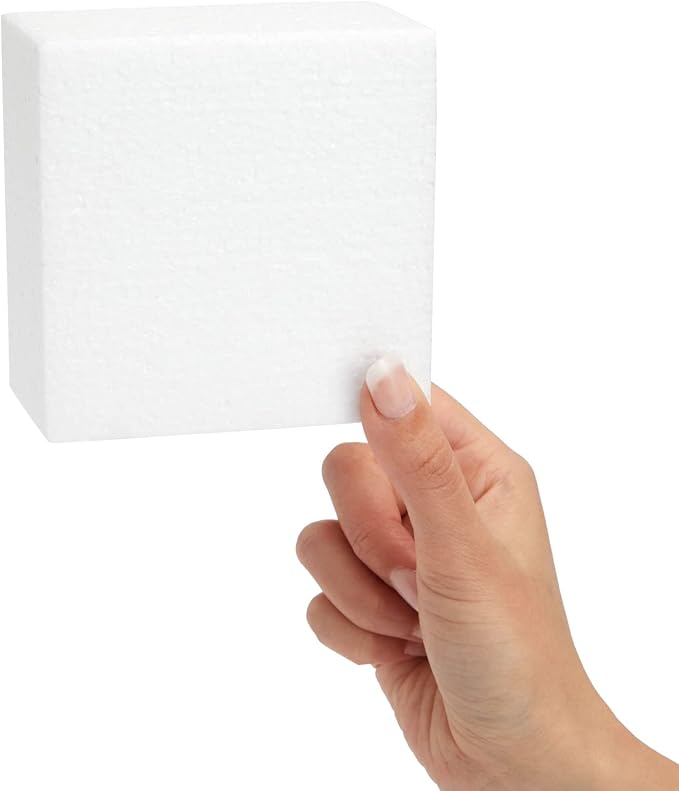 20 Pack Foam Blocks for Crafts, Polystyrene Brick Rectangles for Floral Arrangements, Art Supplies (White, 4 x 4 x 2 in)