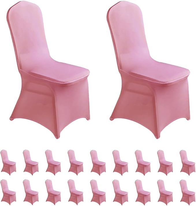 LZY Spandex Chair Cover Stretch Slipcovers for Wedding Party, Dining Banquet Chair Decoration Covers (Dust Pink, 20)