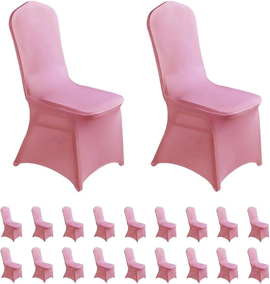 LZY Spandex Chair Cover Stretch Slipcovers for Wedding Party, Dining Banquet Chair Decoration Covers (Dust Pink, 20)