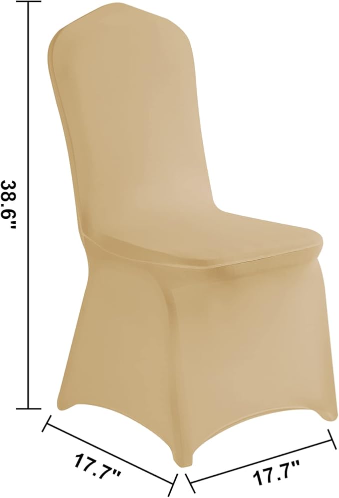 LZY 20pcs Spandex Chair Cover Stretch Slipcovers for Wedding Party, Dining Banquet Chair Decoration Covers (Champagne, 20)