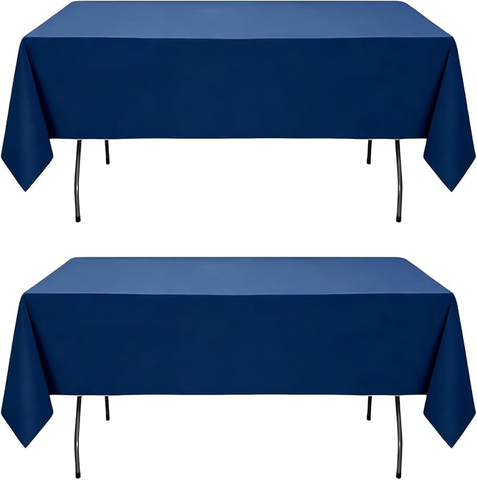 WIGENIUS 2 Pack Blue Table Cloth Rectangle Tablecloths 70X120 Inch,Polyester Table Cloth for 8 Foot Rectangle Tables,Wrinkle Resistant Washable Fabric Table Covers for Party,Wedding Banquet
