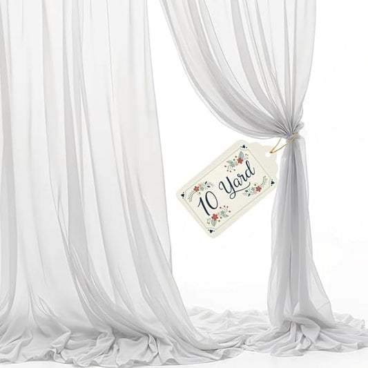 Sheer Voile Chiffon Fabric Draping Panels | 10 Yards 120" Wide White Voile Fabric | Use for Backdrop Curtain -Wedding and Special Events