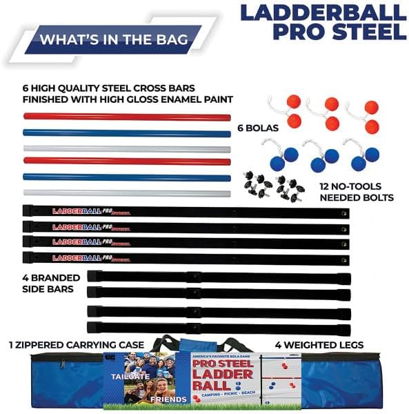 Front Porch Classics, Maranda Enterprises Ladderball Pro Steel, Black, Blue, Red, White