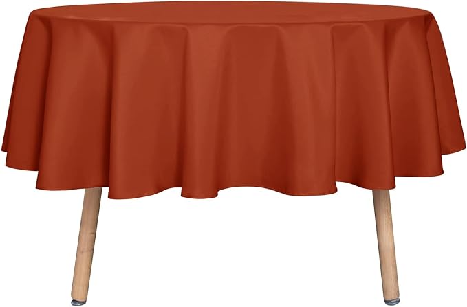 sancua Fall Round Tablecloth - 60 Inch Burnt Orange - Water Resistant Spill Proof Washable Polyester Thanksgiving Table Cloth Decorative Fabric Table Cover for Dining Buffet Parties and Camping, Rust