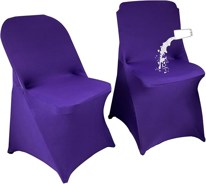 40PCS Stretch Spandex Folding Waterproof Chair Covers,Universal Fitted Chair Cover Protector for Wedding Party Banquet Holidays Celebration Decoration(Purple)