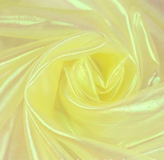 YYCRAFT Two Tone Sheer Organza Fabric by The Yard for Curtain Weddings Decor 2 Yards, Iridescent Yellow