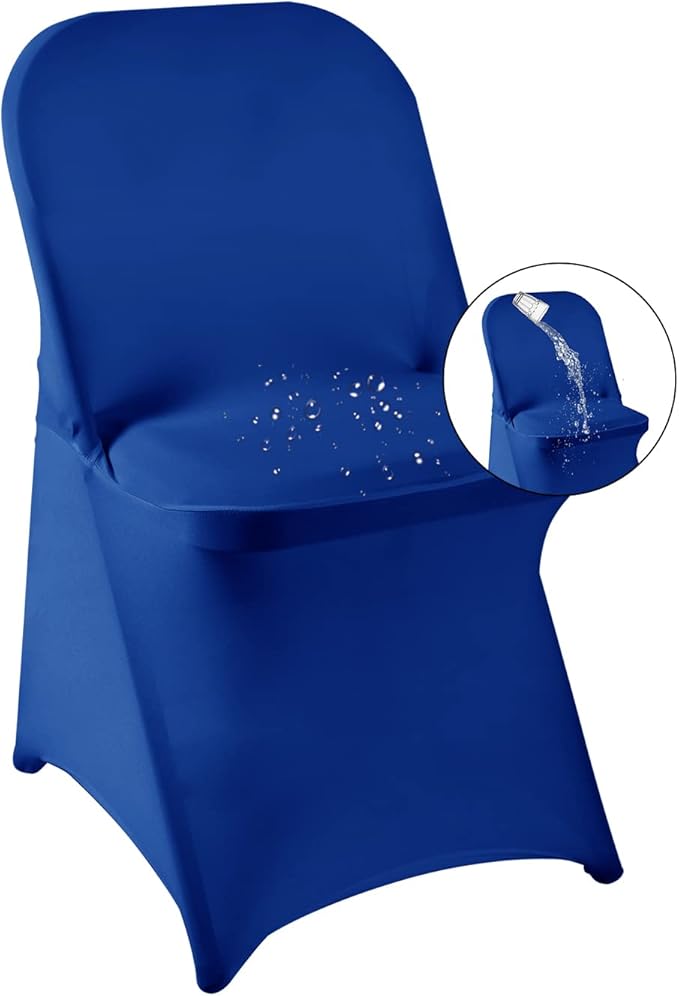 magalo 12 Pack Royal Blue Spandex Folding Waterproof Chair Cover, Stretch Chair Cover Protector for Wedding, Party, Dining Banquet and Other Special Events