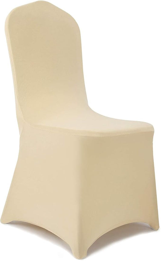 Peomeise 12pcs Stretch Spandex Chair Cover for Wedding Party Dining Banquet Event (Champagne, 12)