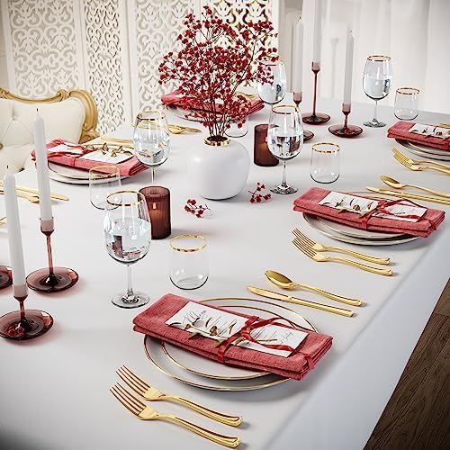 Exquisite Gold Plastic Tea Spoons Heavy Duty 160 Pieces Gold Plastic Silverware Heavy Duty Disposable Silverware Set, Disposable Tea Spoons Eating Utensils Sets Flatware Set For Parties & Events