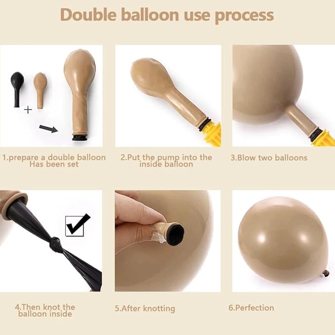 Nude Beige Balloon Double Stuffed Tan Brown Balloons Garland Different Sizes Latex Apricot Balloons Arch Kit for Neutral Baby Shower Jungle Theme Woodland Teddy Bear Birthday Boho Party Decorations
