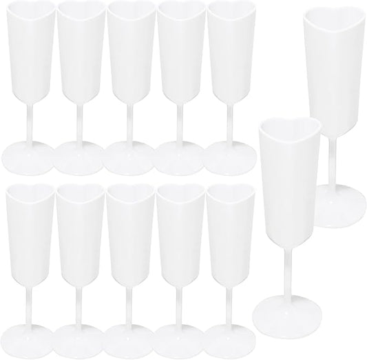 Valentines Day Heart Shaped Wine Glass 6 OZ Elegant Plastic Reusable Wedding Champagne Flutes Galentines Party Acrylic Wine Colored Cups Mimosa Cocktail Toasting Goblets for Birthday Bridal Fancy