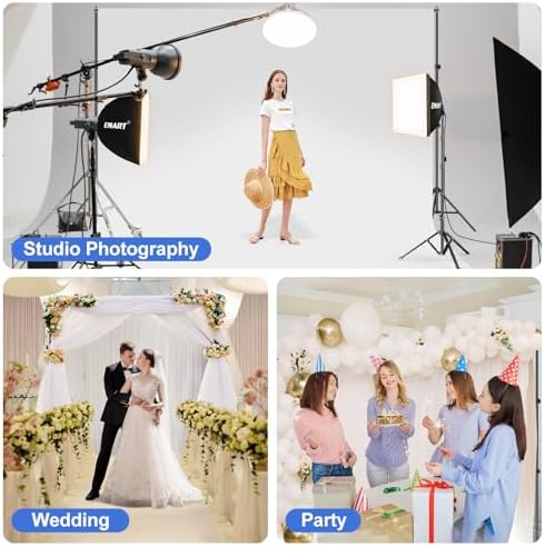 EMART 10x7ft Backdrop Stand +16"X16" Softbox Lighting Kit 3000K-6000K 85W LED Bulb