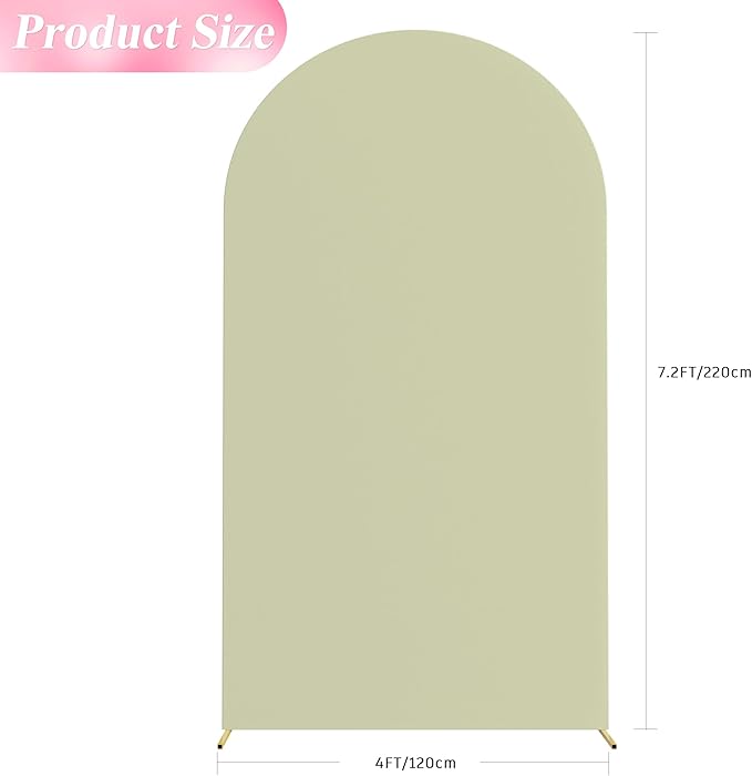 Wokceer 7.2FT Wedding Arch Backdrop Cover Spandex Fitted Sage Green Arch Covers Round Top Chiara Arches Backdrop Cover for Birthday Party Ceremony Banquet Decoration