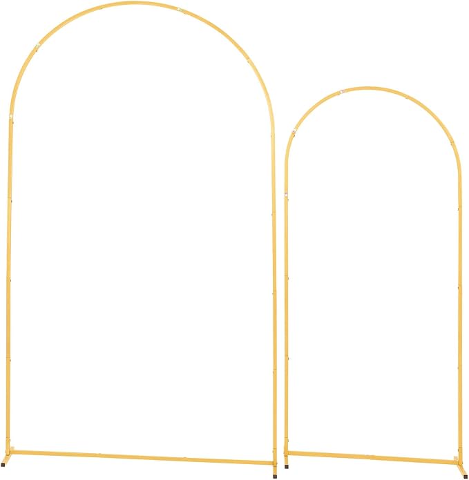 VEVOR Arch Backdrop Stand, Set of 2, 7.2 ft and 6 ft, Stable Structure, Easy Assembly, Gold Metal Arch Backdrop Stand for Wedding, Birthday Party, Graduation, Celebration, and Ceremony Decoration