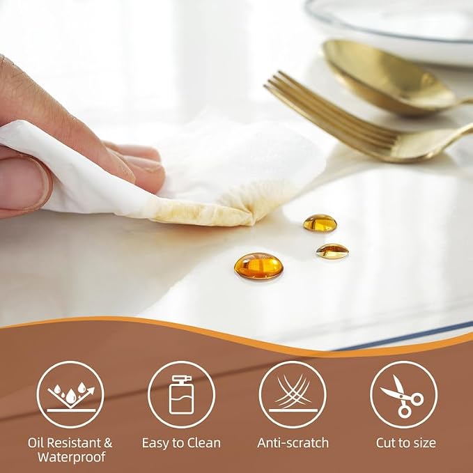 Warmstar Clear Table Cover Protector, 42 x 78 Inch, 1.5mm Thick PVC, Rectangle, Desk & Dining Table Protector Mat