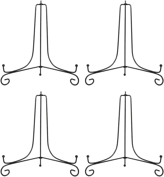 (4 Pack)Iron Display Stand, Black Iron Easel Plate Display Photo Holder Stand, Displays Picture Frames,Decorative Plates and Art 12 Inch